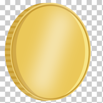 SVG Vector drawing of shiny quarter turned gold coin with reflection
