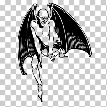 SVG Vector drawing of sitting devil SVG Vector drawing of sitting devil