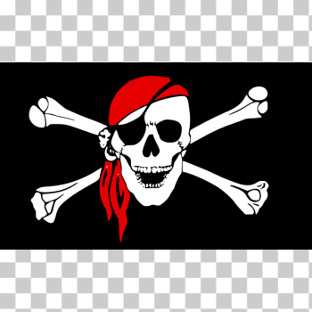 SVG Vector graphics of black pirate flag with smiling skull and bones