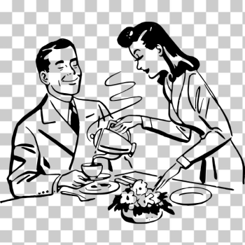 SVG Vector graphics of woman serving tea to her man SVG Vector graphics of woman serving tea to her man