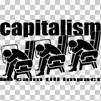 SVG vector illustration of capitalism be calm till impact sign