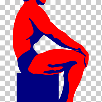 SVG Vector illustration of sitting red and blue bodybuilder man