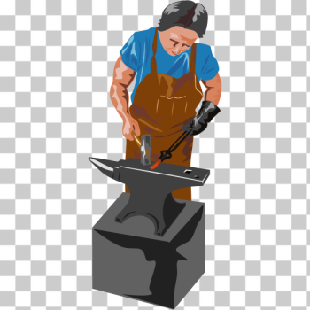 SVG Vector image of blacksmith working with a hammer and anvil