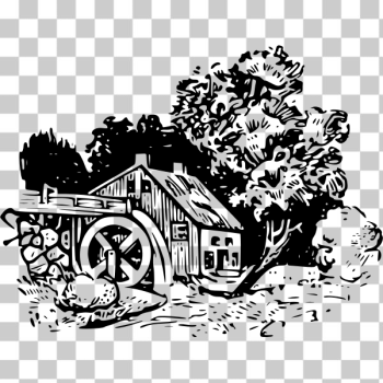 SVG Water mill vector illustration SVG Water mill vector illustration