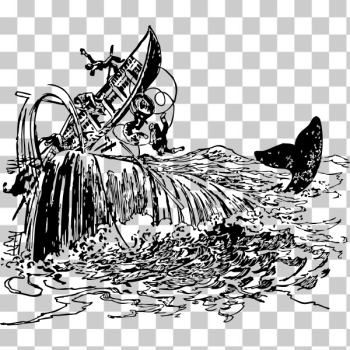 SVG Whale attacks whalers scene vector illustration SVG Whale attacks whalers scene vector illustration