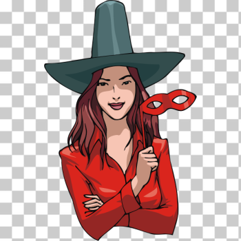 SVG Woman in witch costume vector drawing
