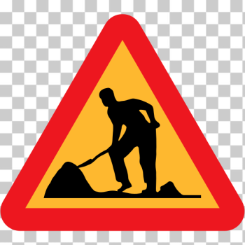 SVG Workmen ahead road traffic sign vector clip art
