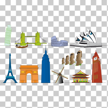 SVG World landmarks selection vector image