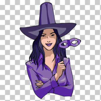 SVG Young witch in purple vector illustration