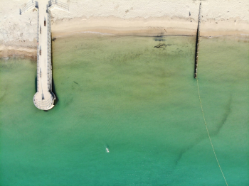 Swanage beach from above at 7am