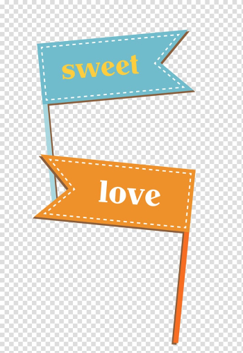 Sweet and love text on brown background, Euclidean Flag, blue banner border creative transparent background PNG clipart