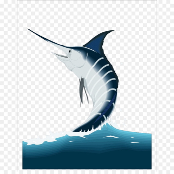 Swordfish Atlantic blue marlin - Deep sea fish painted blue effect element 