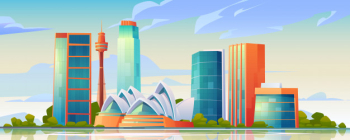 Sydney, australia skyline with opera house banner Free Vector