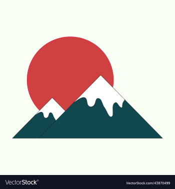 symbol japan mountains with sun behind symbol japan mountains with sun behind