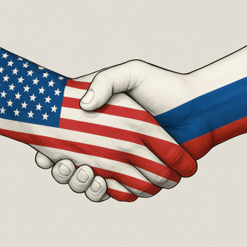 Symbol of Global Unity: U.S. and Russia Hands Shaking