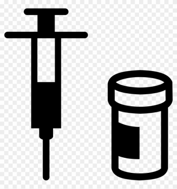 Syringe With Medication Beside Drug Container Comments - Vaccine Icon