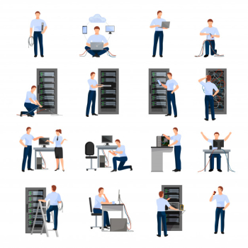 System administrator flat icons set Free Vector System administrator flat icons set Free Vector