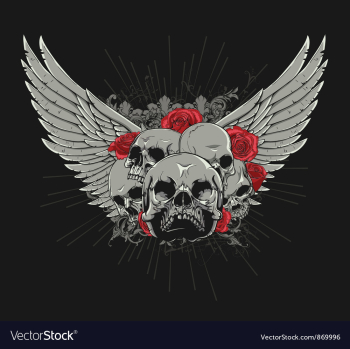 T-shirt design with skulls vector image T-shirt design with skulls vector image