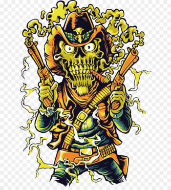 T-shirt Euclidean vector Cowboy Printmaking Clothing - Vector Skull Cowboy 