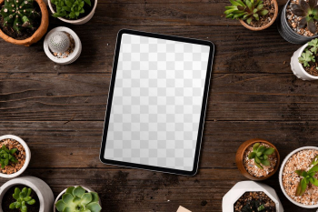 Tablet png screen mockup on plant parent… | Free stock illustration | High Resolution graphic