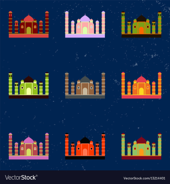 Taj mahal temple indian pagoda collection vector image