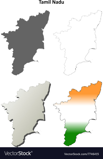 Tamil Nadu blank outline map set vector image Tamil Nadu blank outline map set vector image