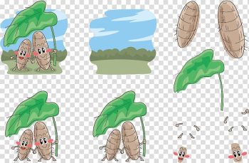 Taro dumpling Illustration, Two taro leaf under the expression transparent background PNG clipart