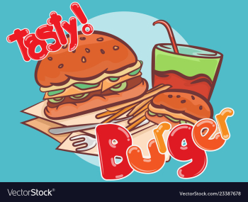 Tasty burger banner design vector image Tasty burger banner design vector image