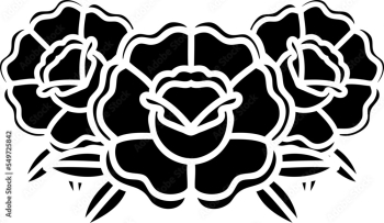 tattoo in black line style of a bouquet of flowers