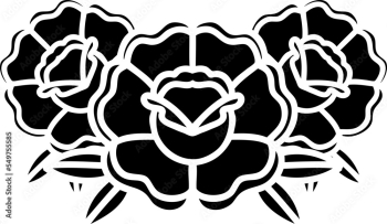 tattoo in black line style of a bouquet of flowers