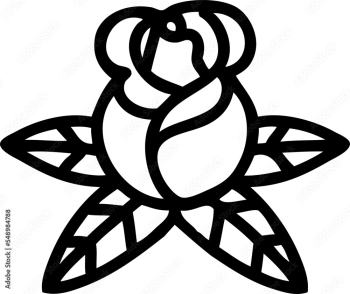 tattoo in black line style of a single rose