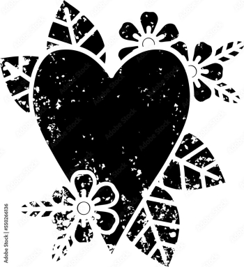 tattoo in black outline style of a botanical heart