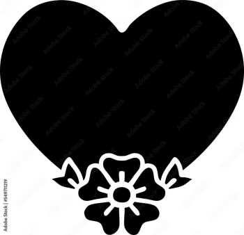 tattoo in black outline style of a heart and flower