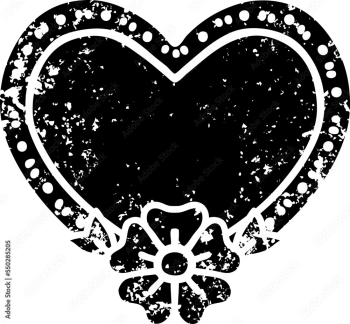 tattoo in black outline style of a heart and flower