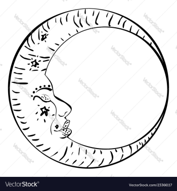 Tattoo sleeping crescent moon vector image Tattoo sleeping crescent moon vector image