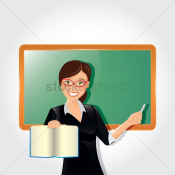 Teacher with book and chalk Teacher with book and chalk