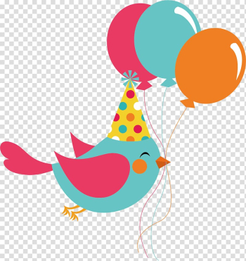Teal bird and balloons art, Party favor Birthday Balloon Childrens party, Cartoon balloon dove transparent background PNG clipart