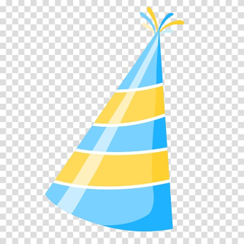Teal, yellow, and white striped party hat illustration, Birthday Hat , Free Christmas hats to pull material transparent background PNG clipart