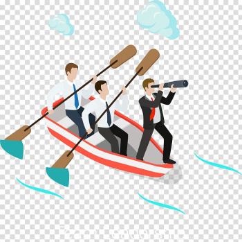 Team leadership illustration, Rowed business people transparent background PNG clipart