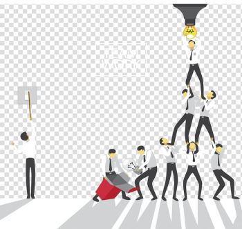 Team work advertisement, Teamwork Business Meeting Marketing, Multiple people work together to install the bulb transparent background PNG clipart