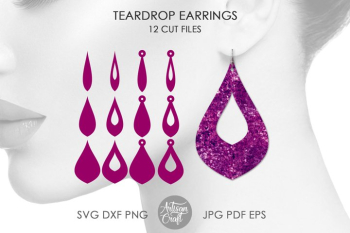 Teardrop earring SVG bundle, earring template, cutting files Teardrop earring SVG bundle, earring template, cutting files