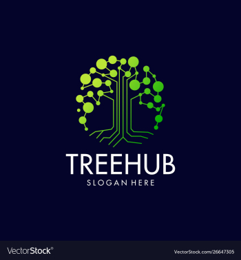 Tech tree digital logo design icon vector image Tech tree digital logo design icon vector image