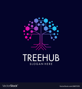 Tech tree digital logo design icon vector image Tech tree digital logo design icon vector image