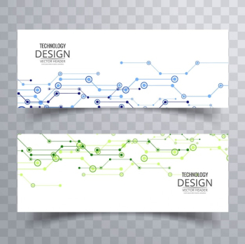 Technology banners, blue and green Technology banners, blue and green
