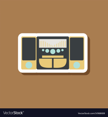 Technology gadget paper sticker music center vector image Technology gadget paper sticker music center vector image