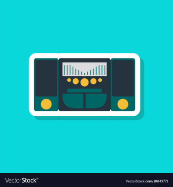 Technology gadget paper sticker music center vector image Technology gadget paper sticker music center vector image