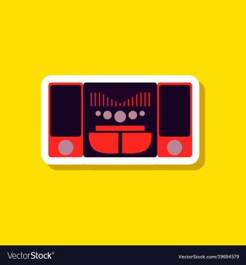 Technology gadget paper sticker music center vector image Technology gadget paper sticker music center vector image