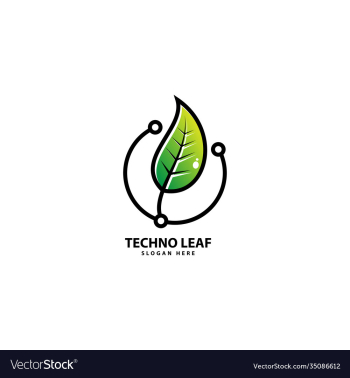 technology leaf logo design icon