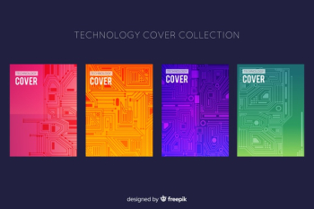 Technology style brochure pack Free Vector