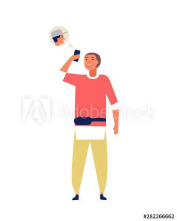 Teenage boy video chatting with friend via smartphone Teenage boy video chatting with friend via smartphone